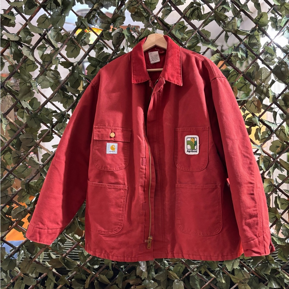 Rare vintage Carhartt chore coat Men's Brick Red Utility Jacket great condition - Picture 2 of 8